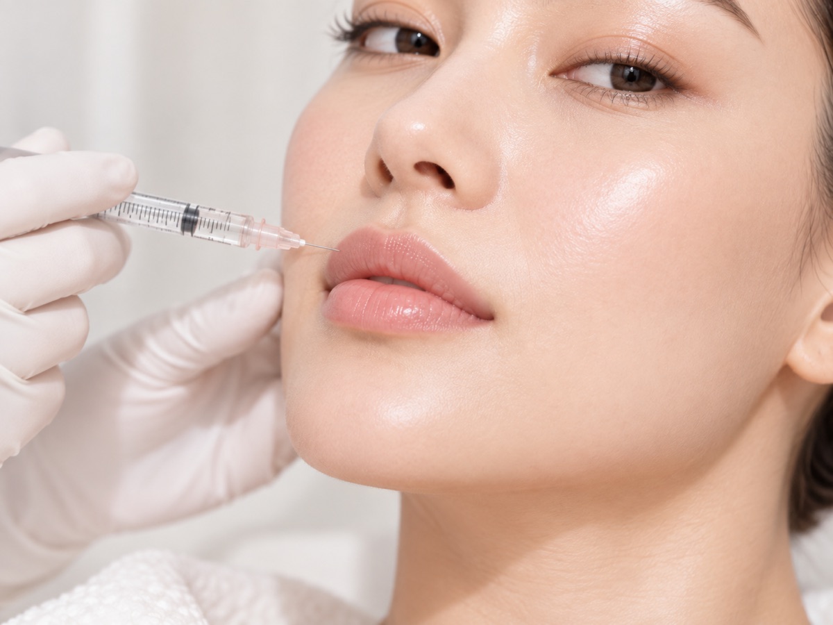 Dermal filler being injected into the lip