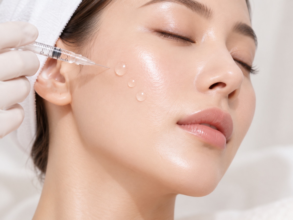 Skin booster being injected into the cheek